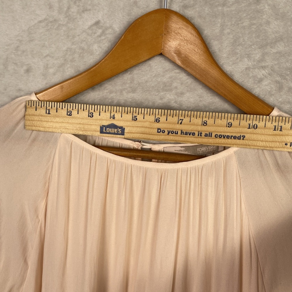 Forever 21 Pleated Dress Peach Chiffon Easter Gathered Medium M Fairy Softgirl - Picture 12 of 12